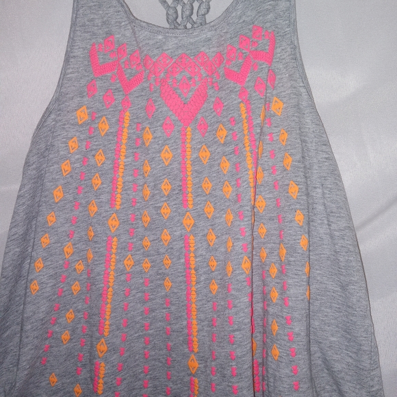 Arizona Jean Company Neon Pink Orange Boho Graphic Tank Top With Braiden Strap - Picture 2 of 8